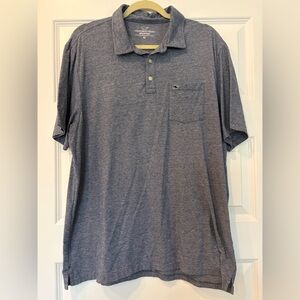 Vineyard Vines Edgartown Men’s Polo Shirt XL Heathered Blue Pocket Polo